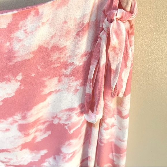 Dolls Kill ~Sugar Thrillz ~ Pink Clouds Faux Wrap Tie Y2K Mini Skirt ~size Large - Picture 2 of 11